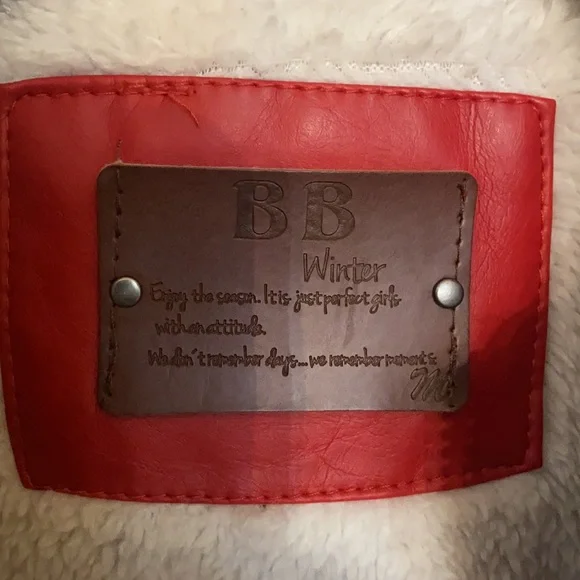 Fun Red BB Winter Jacket with Gray Sweatshirt Hood - Picture 7 of 8